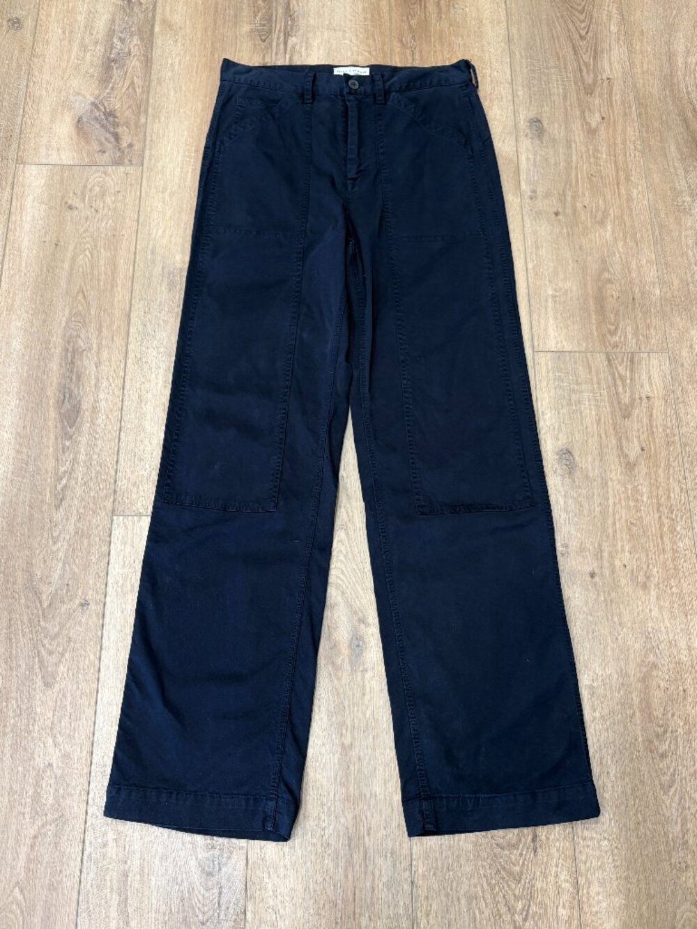 🌟 NILI LOTAN 🌟 WIDE LEG COTTON STRETCH UTILITY BUCKLE BACK PANT BLACK SZ 6